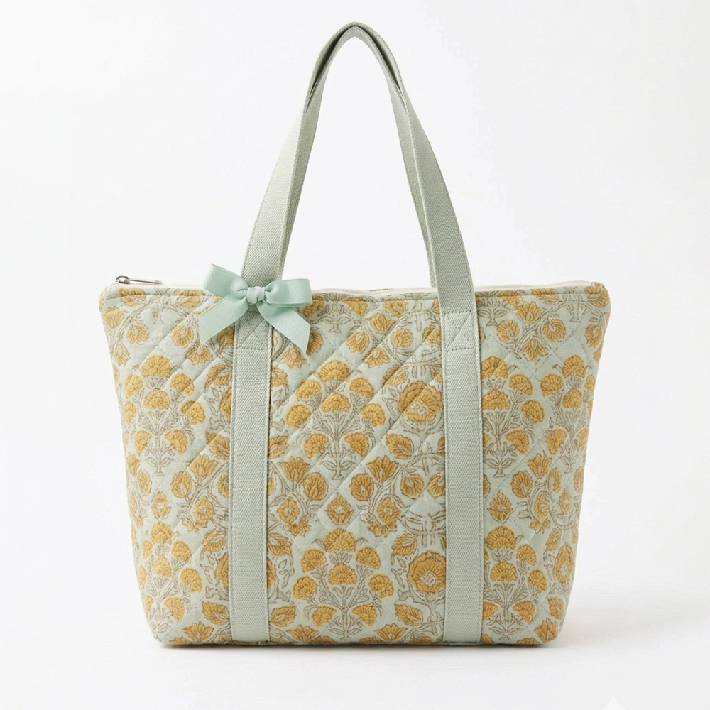 Heritage Block-Print Quilted Tote.